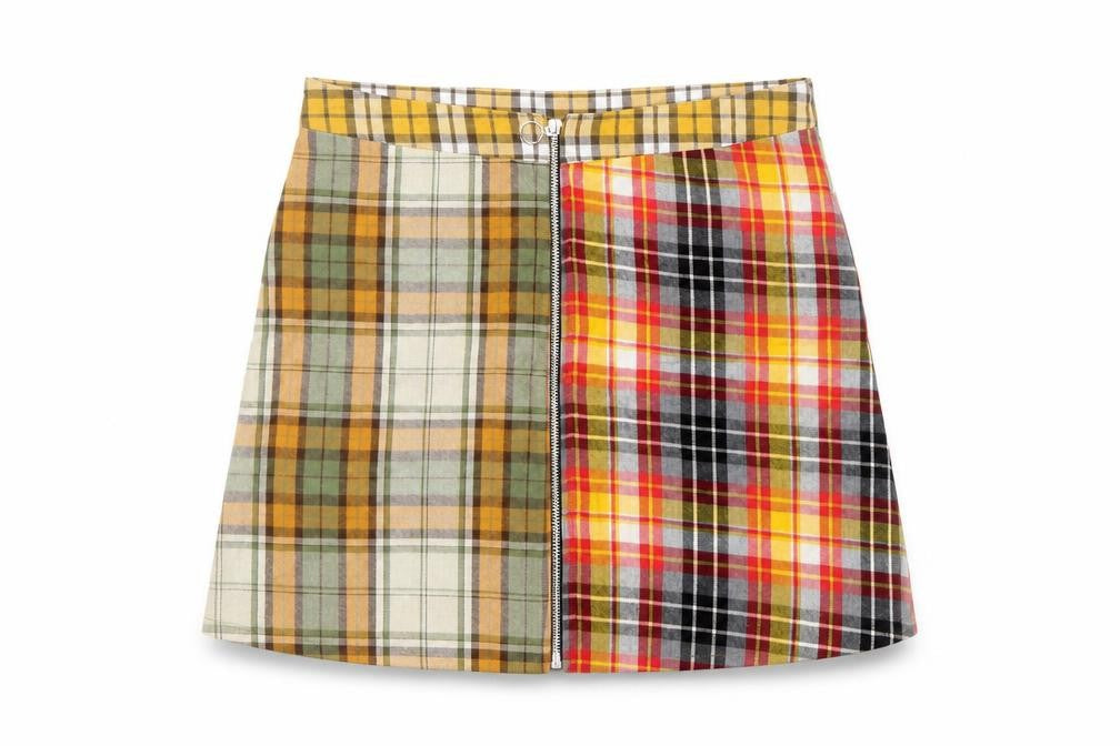 Front view of Vintage Women's Multicoloured Plaid Skirt L