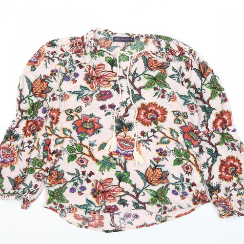 Marks and Spencer Women's Ivory Floral Blouse, Size 8