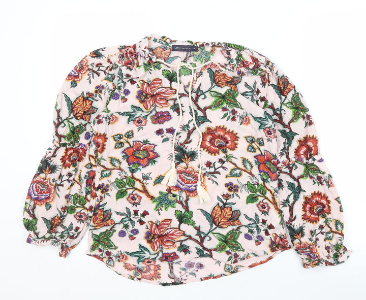 Marks and Spencer Women's Ivory Floral Blouse, Size 8