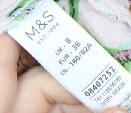 Marks and Spencer Women's Ivory Floral Blouse, Size 8
