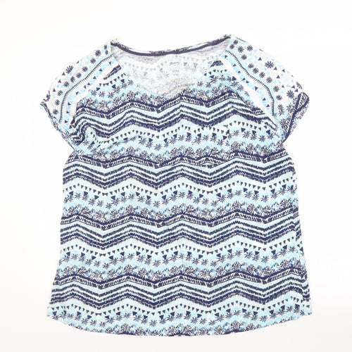 Mantaray Women's Blue Geometric Top Size 22