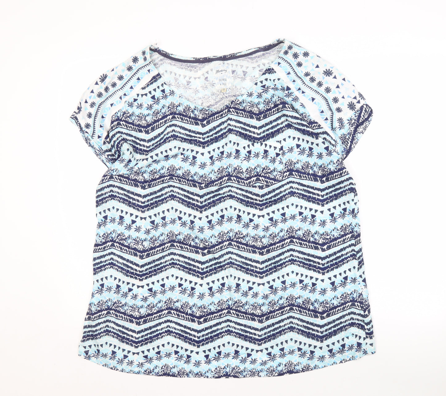 Mantaray Women's Blue Geometric Top Size 22