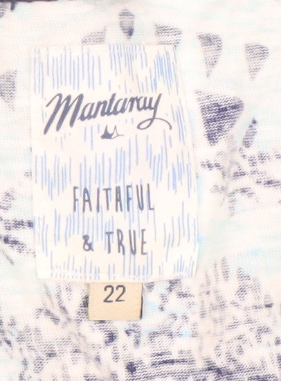 Mantaray Women's Blue Geometric Top Size 22
