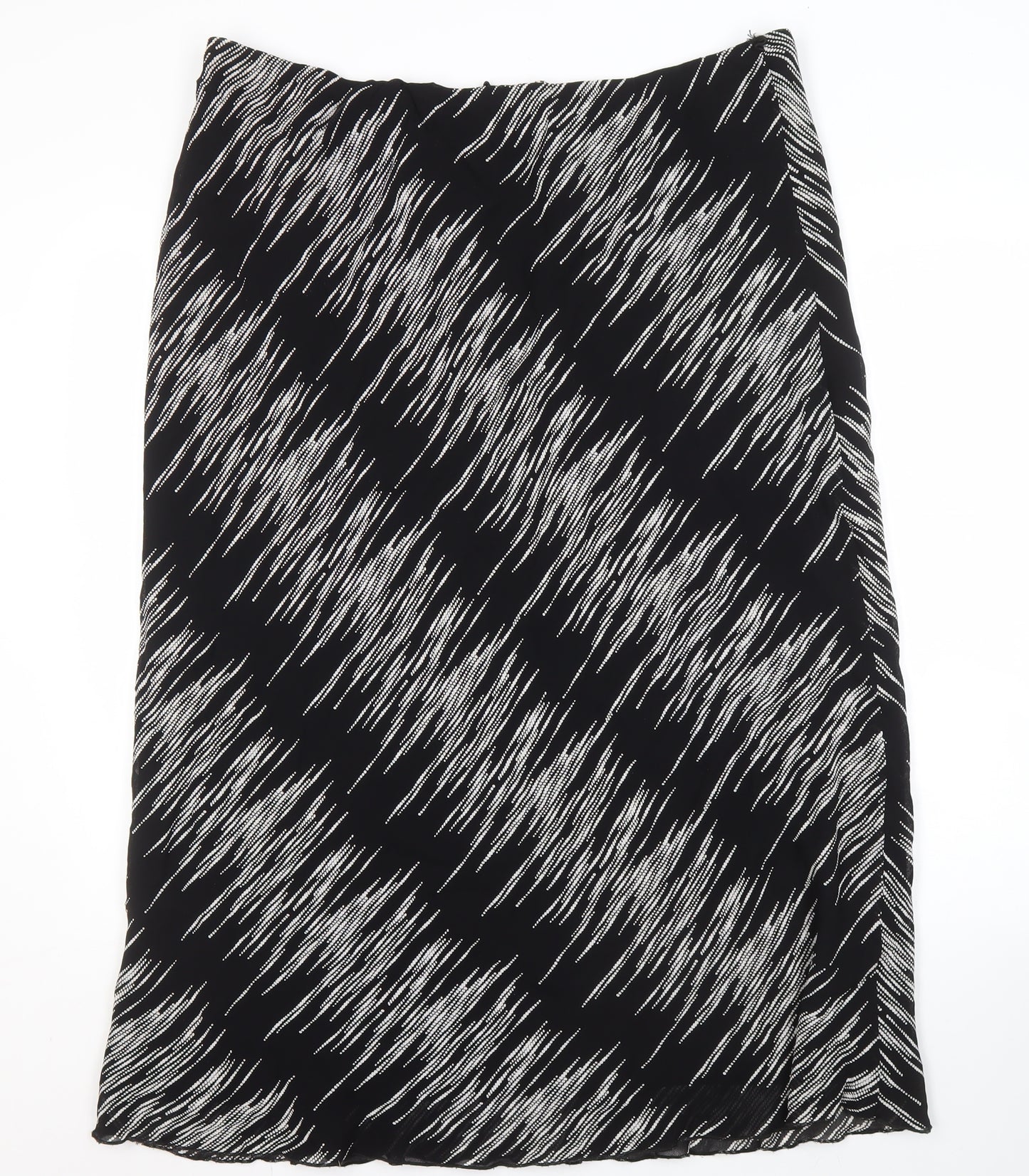 Ann Harvey Women's Black Geometric Long Skirt, Size 22