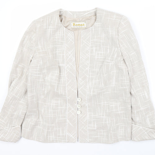 Roman Originals Beige Women's Blazer Size 14 Geometric