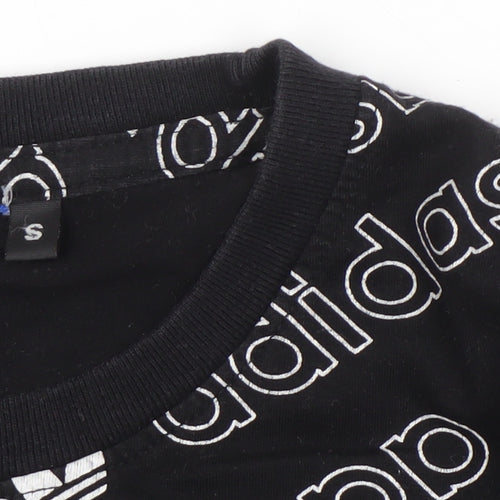 Adidas Boys Black Graphic Print T-Shirt S