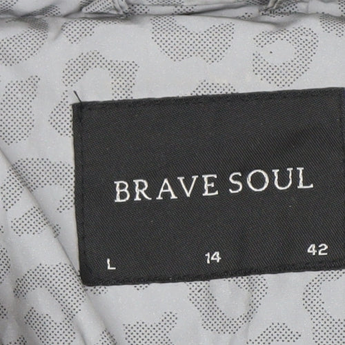 Brave Soul Women's Grey Puffer Jacket, Size 14, Winter Essential