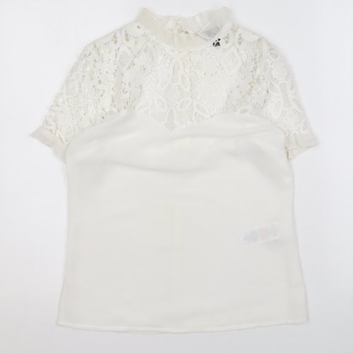 Lipsy London Women's White Lace Blouse, Size 6, Elegant Spring