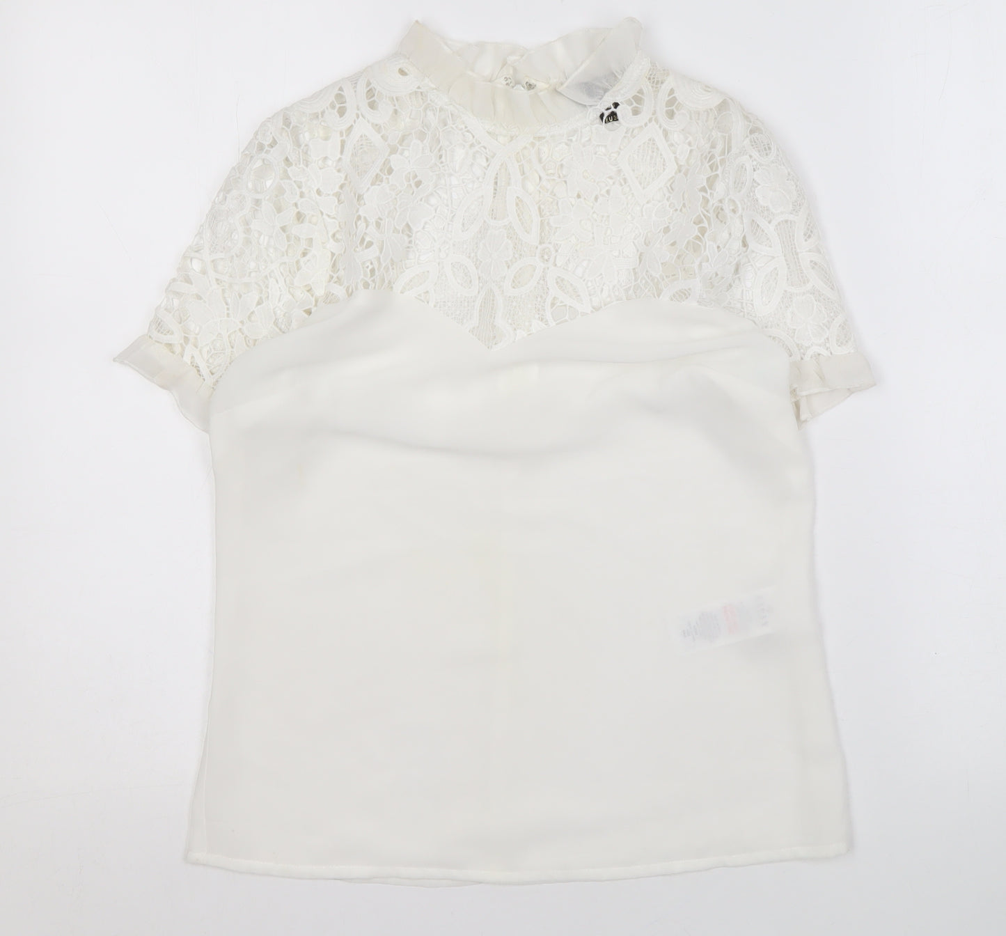 Lipsy London Women's White Lace Blouse, Size 6, Elegant Spring