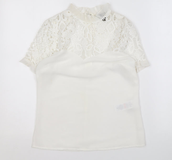 Lipsy London Women's White Lace Blouse, Size 6, Elegant Spring