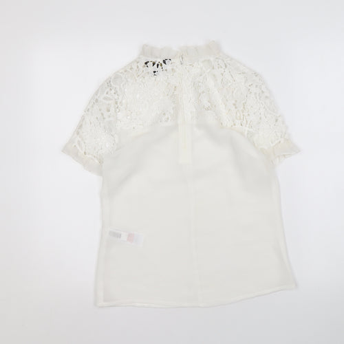 Lipsy London Women's White Lace Blouse, Size 6, Elegant Spring
