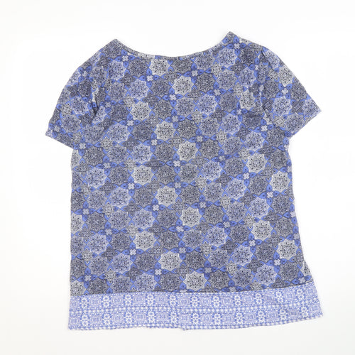 RJR John Rocha Women’s Blue Geometric V-Neck Blouse Size 14
