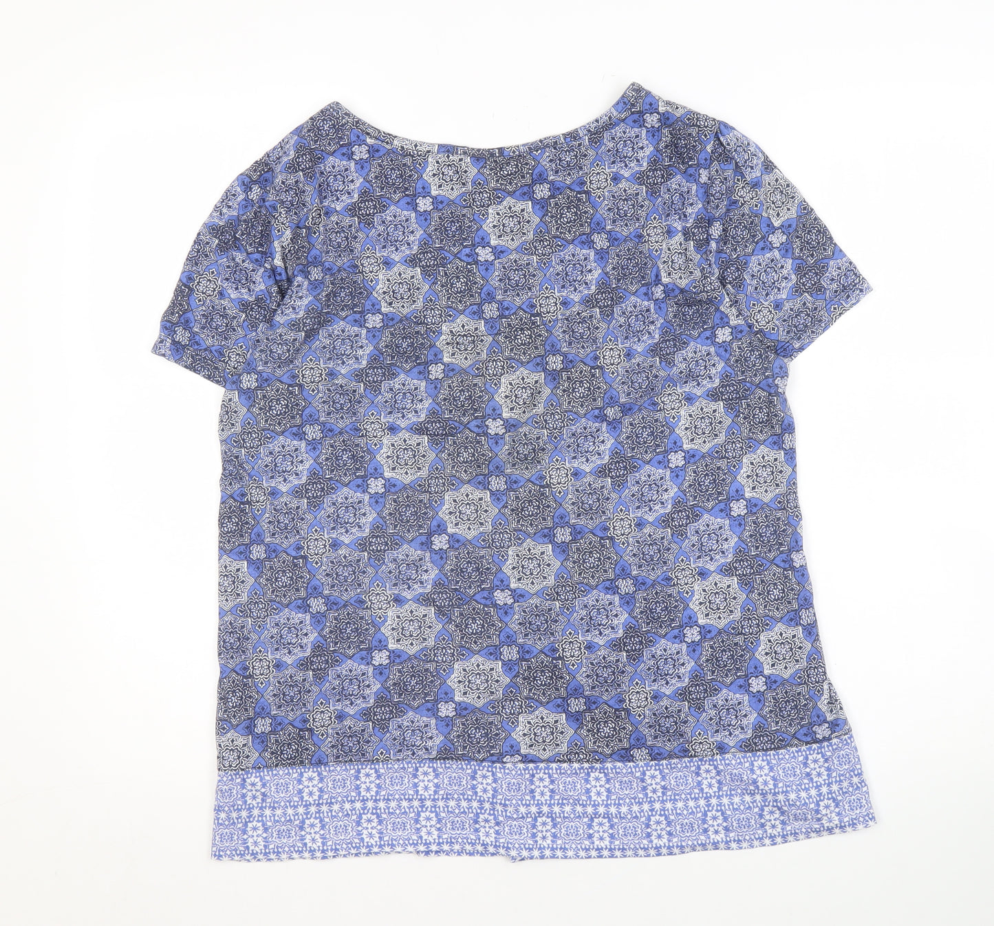 RJR John Rocha Women’s Blue Geometric V-Neck Blouse Size 14