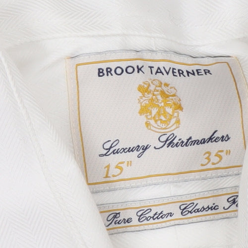 Brook Taverner Men's White Classic Fit Cotton Shirt
