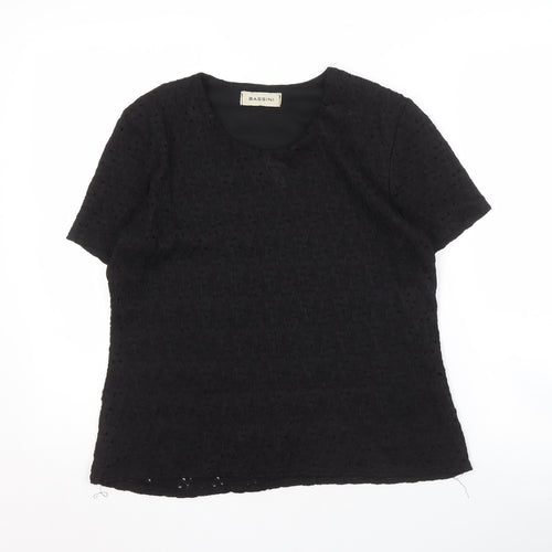 Bassini Women's Black Short Sleeve Top, Size 14