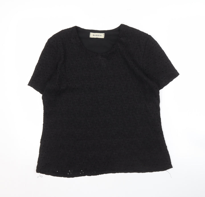 Bassini Women's Black Short Sleeve Top, Size 14