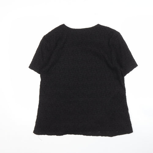 Bassini Women's Black Short Sleeve Top, Size 14