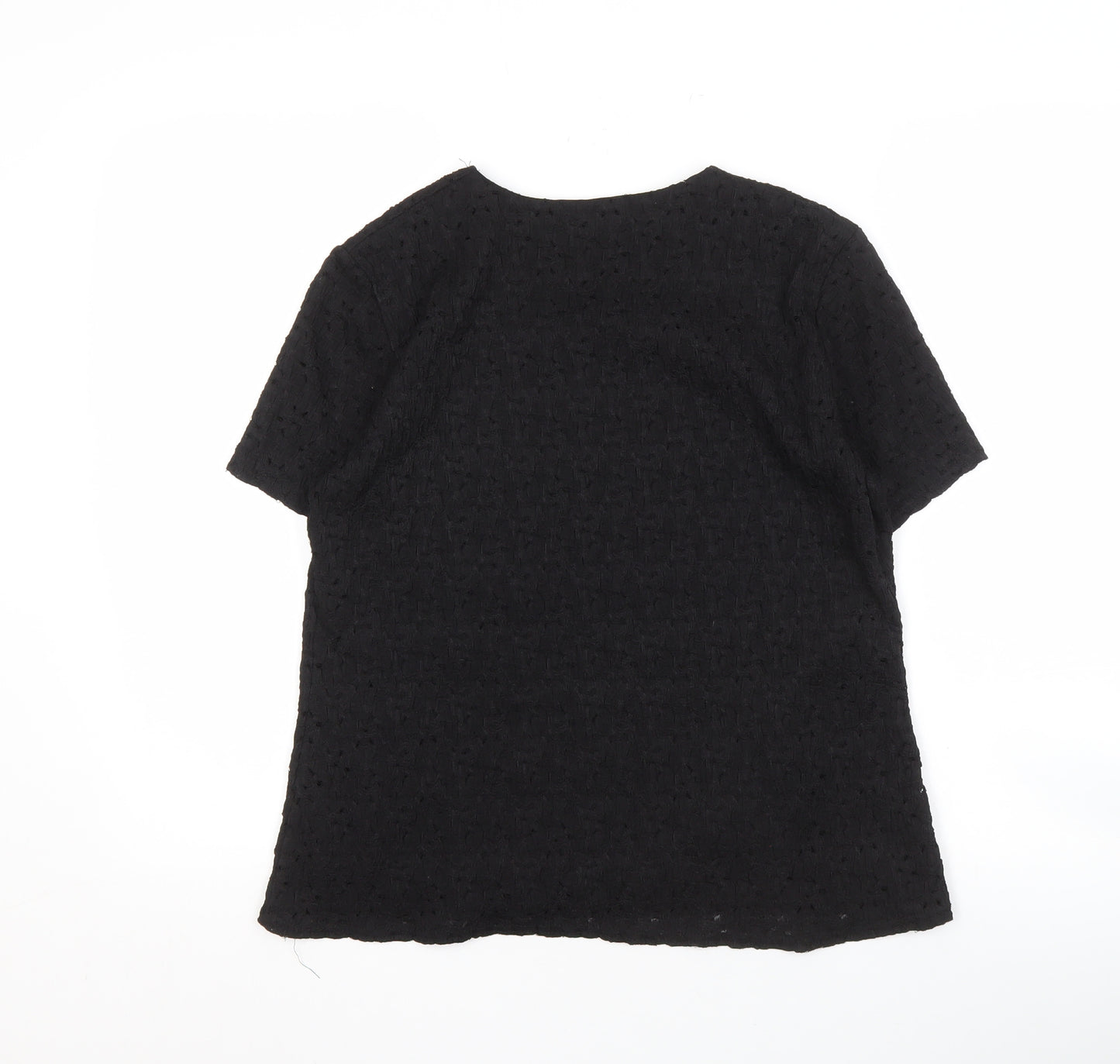 Bassini Women's Black Short Sleeve Top, Size 14