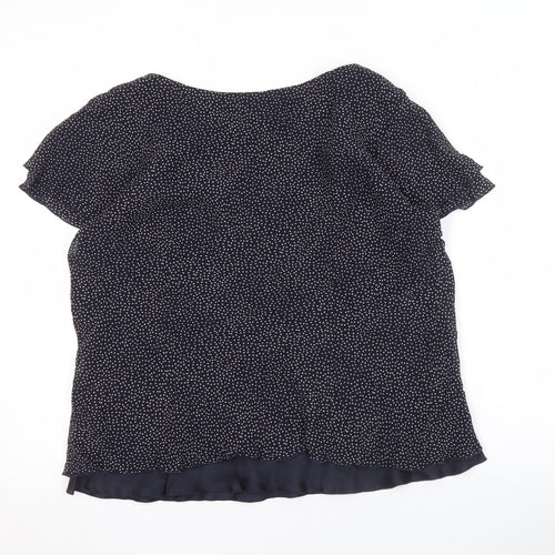 Roman Originals Women's Blue Polka Dot V-Neck Blouse
