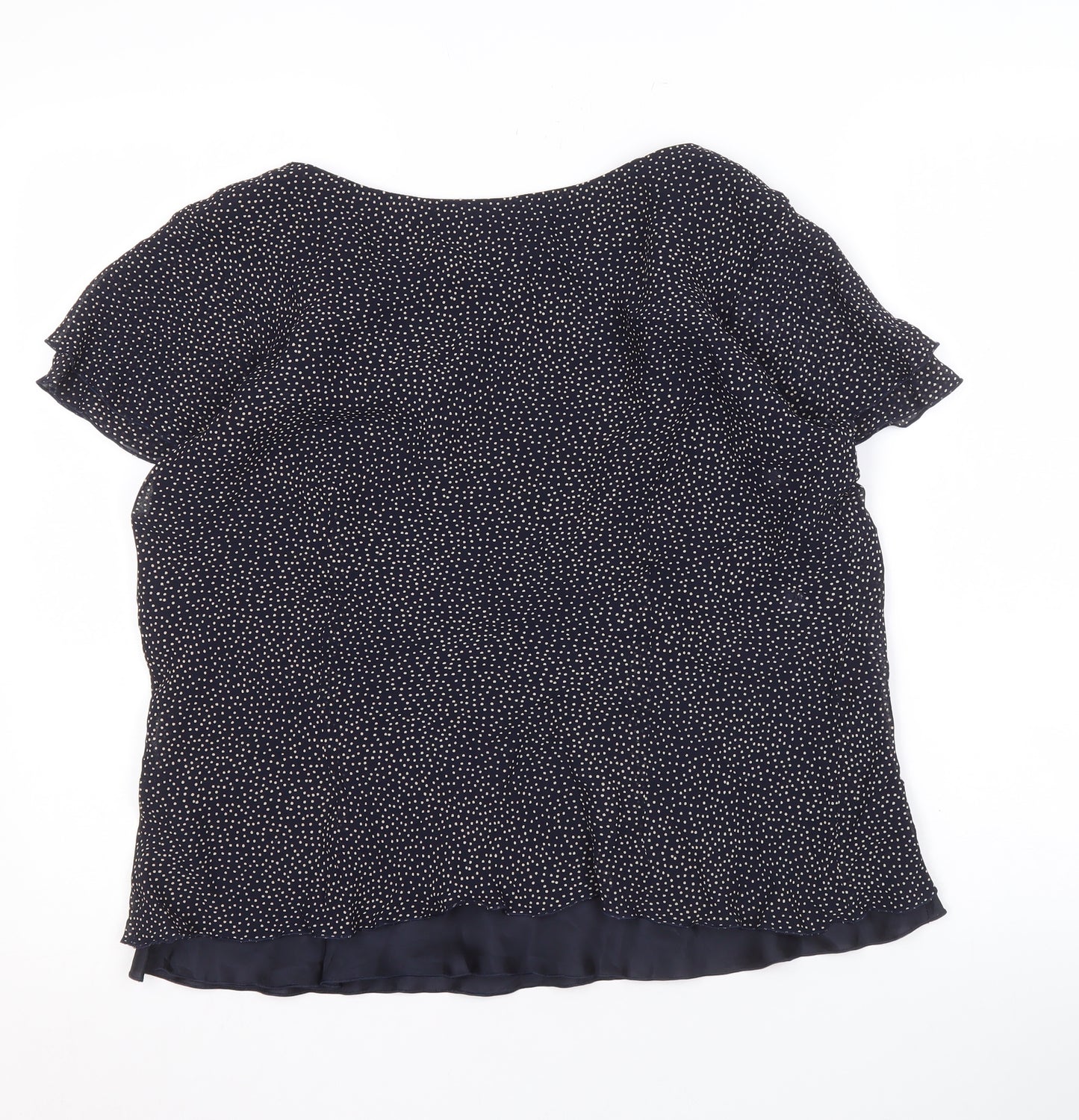 Roman Originals Women's Blue Polka Dot V-Neck Blouse