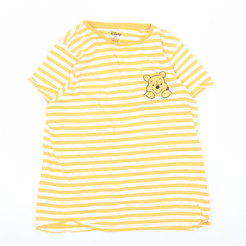 Disney Women's Yellow Striped T-Shirt M
