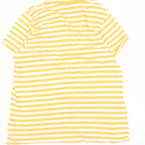 Disney Women's Yellow Striped T-Shirt M