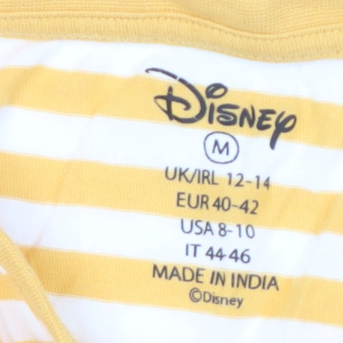 Disney Women's Yellow Striped T-Shirt M