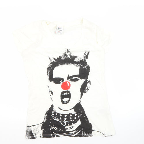 Comic Relief Women's White T-Shirt, Size M, Graphic Casual