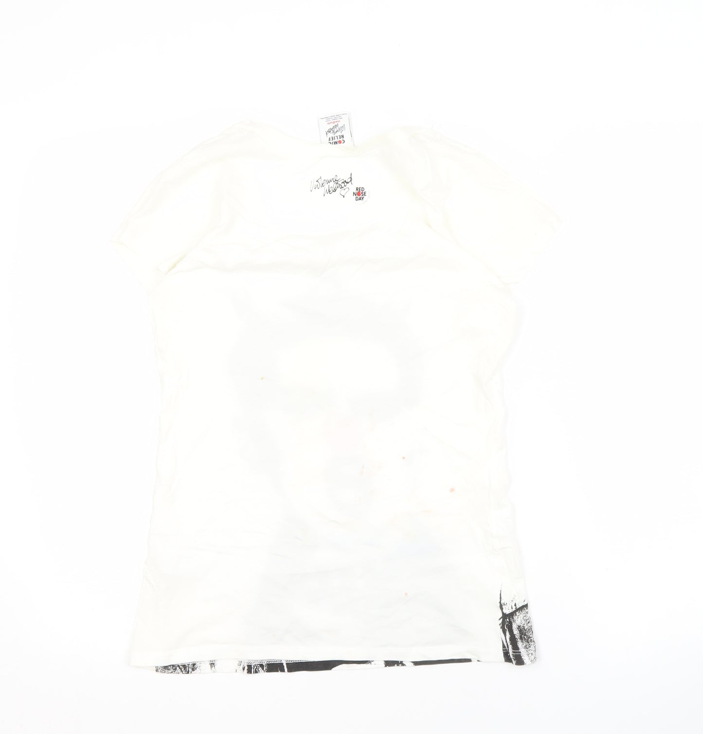 Comic Relief Women's White T-Shirt, Size M, Graphic Casual