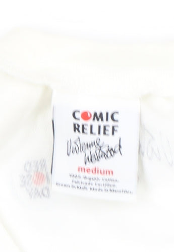 Comic Relief Women's White T-Shirt, Size M, Graphic Casual