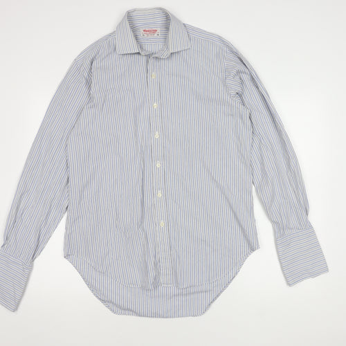 T.M. Lewin & Sons Men's Blue Striped Shirt, 15.5, Long Sleeve