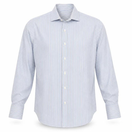 T.M. Lewin & Sons Men's Blue Striped Shirt, 15.5, Long Sleeve
