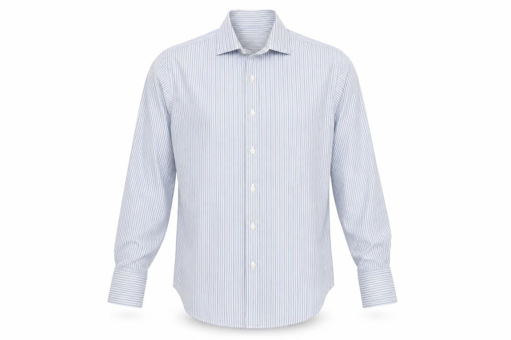T.M. Lewin & Sons Men's Blue Striped Shirt, 15.5, Long Sleeve