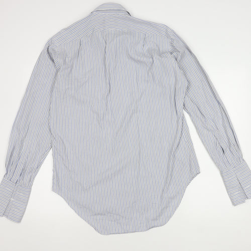 T.M. Lewin & Sons Men's Blue Striped Shirt, 15.5, Long Sleeve