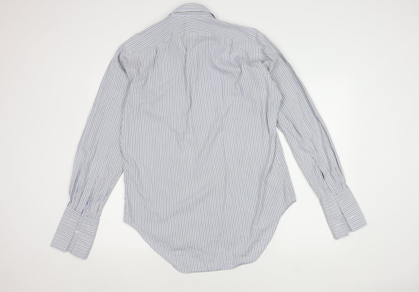 T.M. Lewin & Sons Men's Blue Striped Shirt, 15.5, Long Sleeve