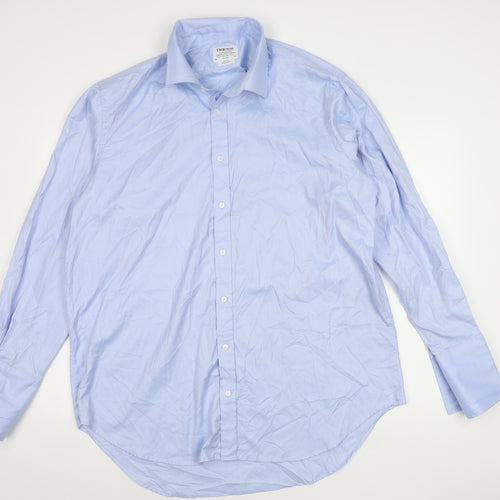 T.M.Lewin Men's Blue Cotton Regular Fit Shirt Size 18