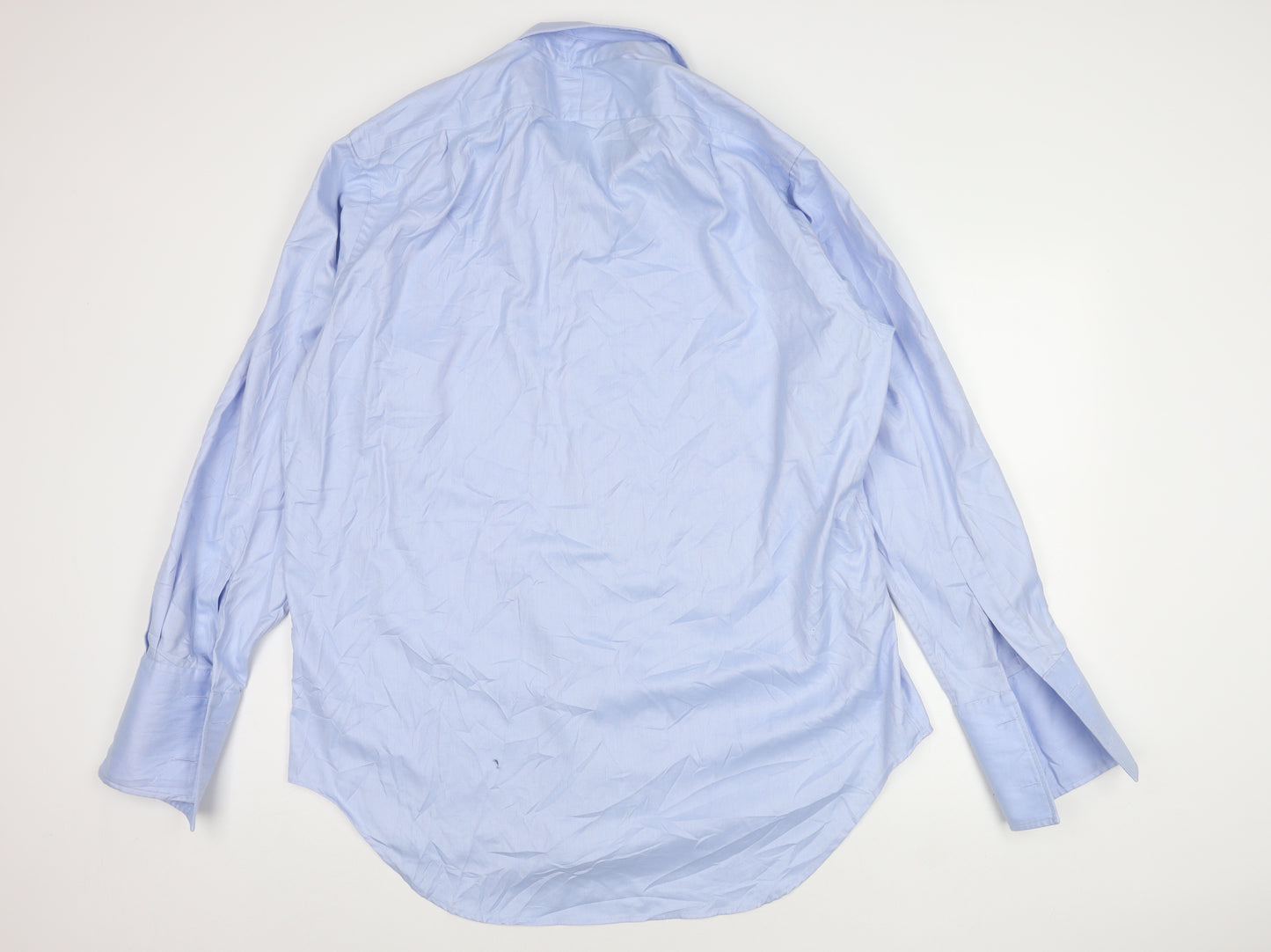 T.M.Lewin Men's Blue Cotton Regular Fit Shirt Size 18