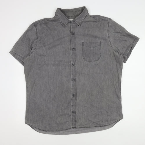 GAP Men's XL Grey Short Sleeve Chambray Shirt