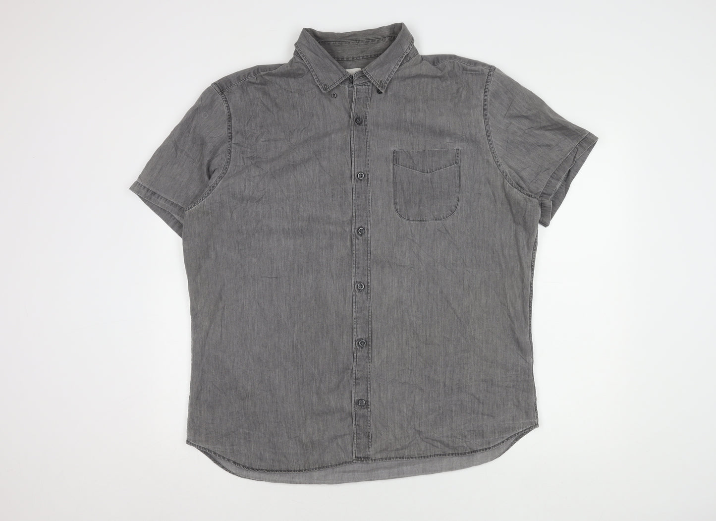 GAP Men's XL Grey Short Sleeve Chambray Shirt