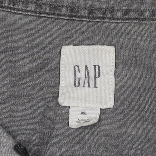 GAP Men's XL Grey Short Sleeve Chambray Shirt