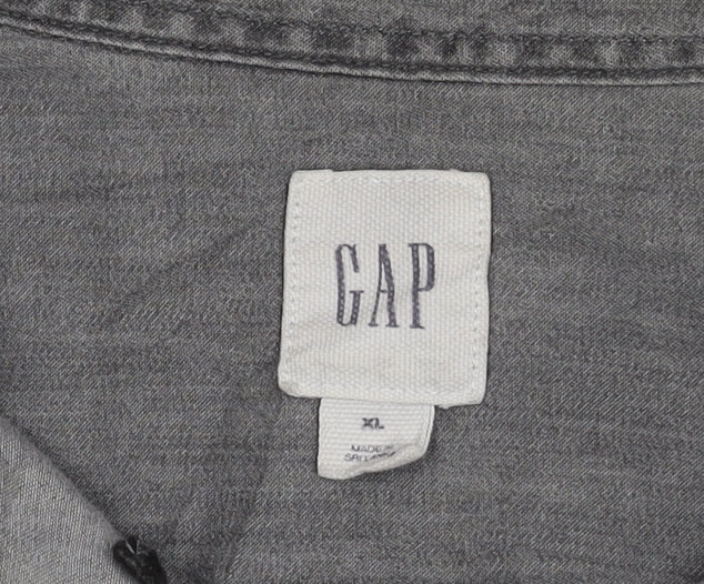 GAP Men's XL Grey Short Sleeve Chambray Shirt