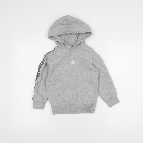 Adidas Boys Grey Hoodie, 5-6 Years, Casual Pullover