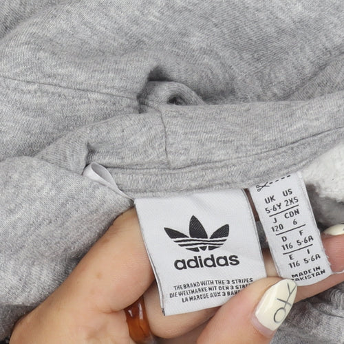 Adidas Boys Grey Hoodie, 5-6 Years, Casual Pullover
