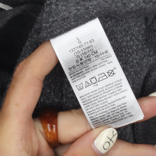 Gap Kids Boys Grey Pullover Hoodie L 10-11Y Logo Fleece