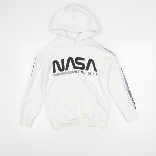 H&M Boys White NASA Hoodie 9-10 Years Pullover