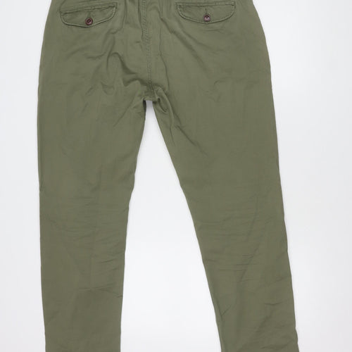 Next Men's Green Slim Chino Trousers, Size 36