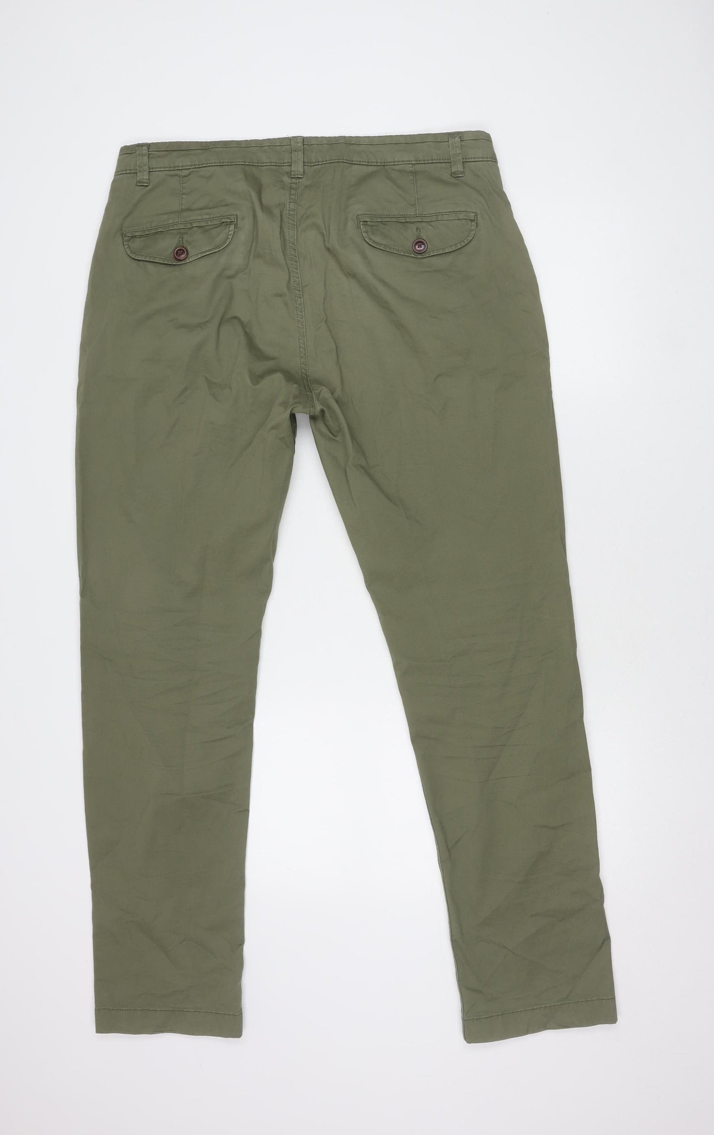 Next Men's Green Slim Chino Trousers, Size 36