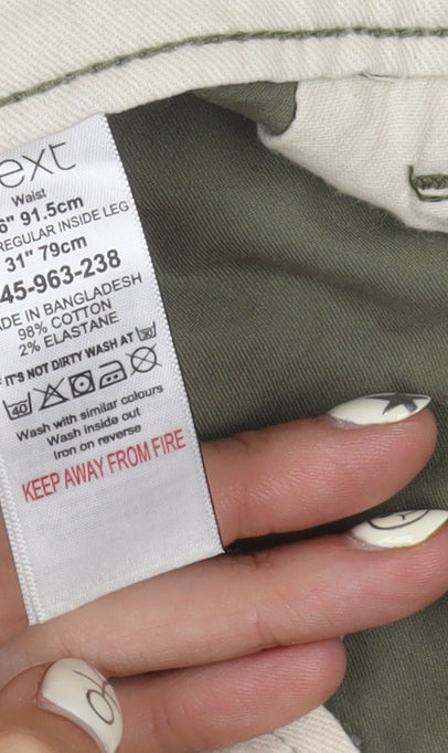 Next Men's Green Slim Chino Trousers, Size 36