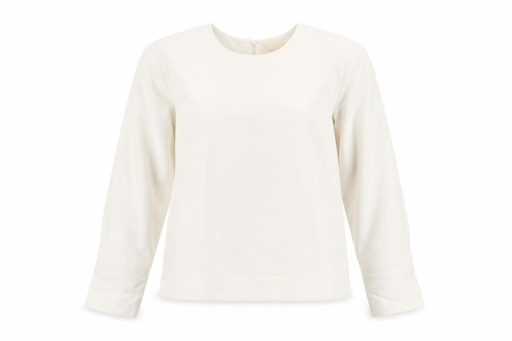Front view of H&M Women's White Long Sleeve Blouse, size 12