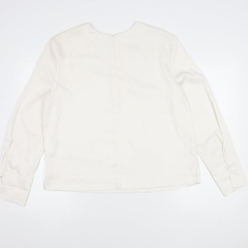 H&M Women's White Long Sleeve Blouse, Size 12